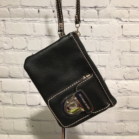 Victoria’s Secret black w/pink stitching wristlet - Picture 2 of 5